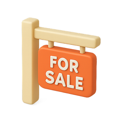 3D Icon of a For Sale Sign with Modern Design