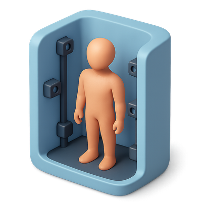 Stylized 3D Body Scanner Icon in Isometric View