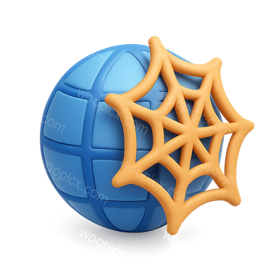 Stylized 3D Web Icon with Spiders