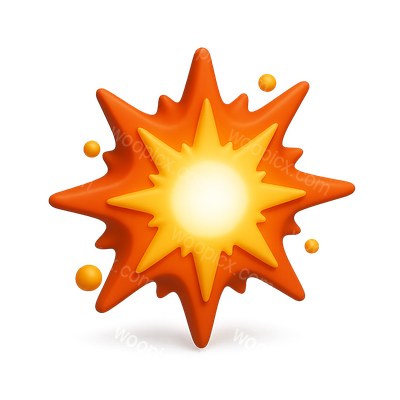 Vibrant 3D Supernova Icon with Volumetric Design