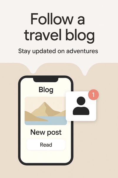 Mobile App Mockup for Travel Blog Notifications