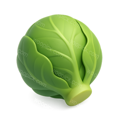 Stylized 3D Brussels Sprout Icon with Volumetric Details