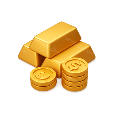 3D Gold Bars and Coins Wealth Icon
