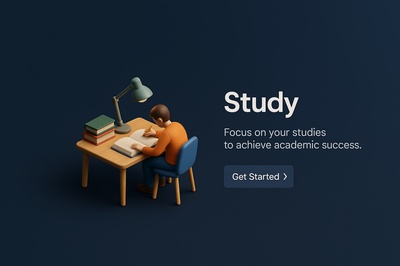 Detailed 3D Study Scene with Realistic Elements
