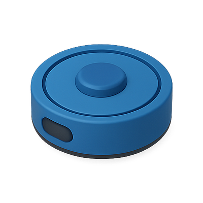 Minimalist Blue Circular Device with Button