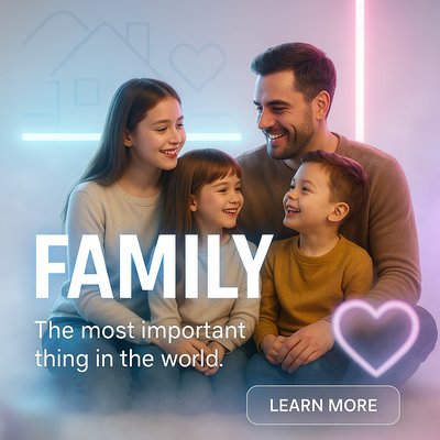 Heartwarming Family Portrait with Modern Design Elements
