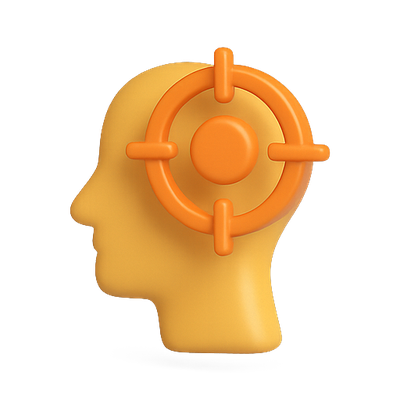 3D Illustration of a Head with Target Symbol