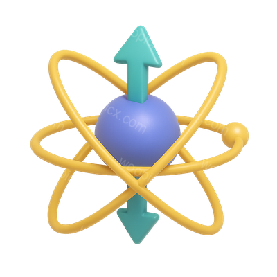 3D Quantum Superposition Icon with Isometric Design