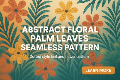 Seamless Abstract Floral Pattern with Palm Leaves and Flowers