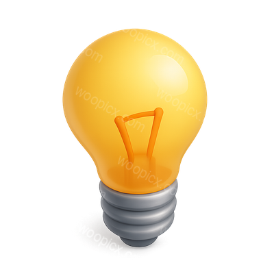 Realistic 3D Light Bulb Icon Illustration