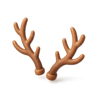 Stylized 3D Antler Icon with Volumetric Feel