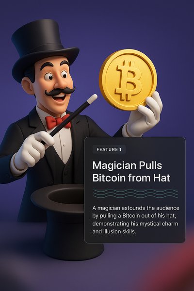 Magician Pulling Bitcoin from Hat - A Magical Financial Twist