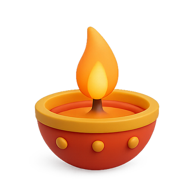 Stylized Decorative Oil Lamp with Flame