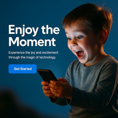 Excited Child Engaging with Technology in a Playful Moment