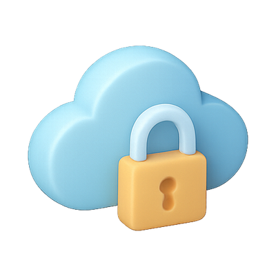 Cloud Security Icon with Padlock Symbolizing Data Protection