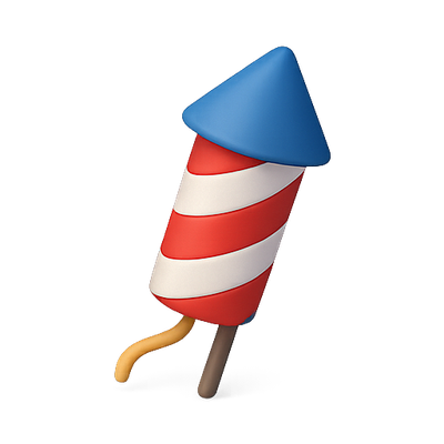 Colorful Firework Rocket Icon with 3D Design