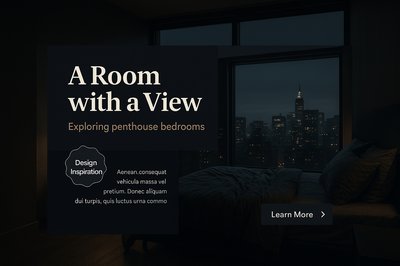 Elegant Penthouse Bedroom with City View at Night