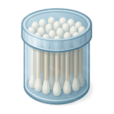 3D Icon of Cotton Swabs in a Container