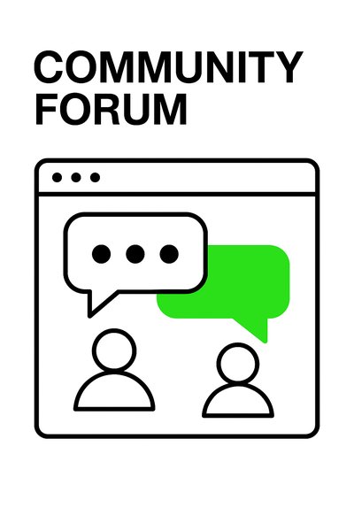 Community Forum Graphic with Chat Interface