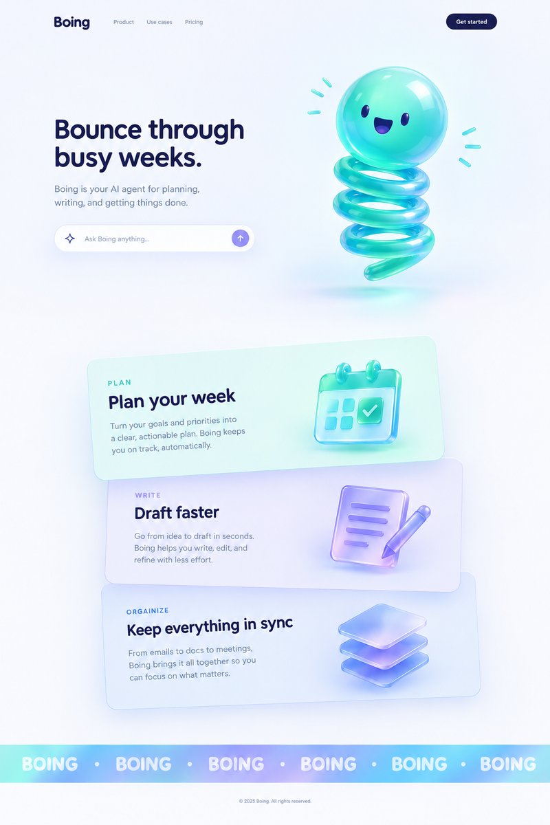 AI agent landing page design