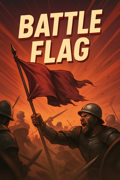 Dynamic Battle Flag Illustration with Engaging Elements
