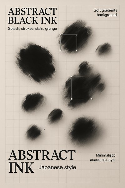 Minimalistic Abstract Black Ink Composition with Soft Gradients