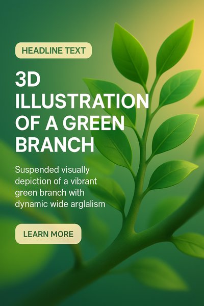 Vibrant 3D Illustration of a Green Branch