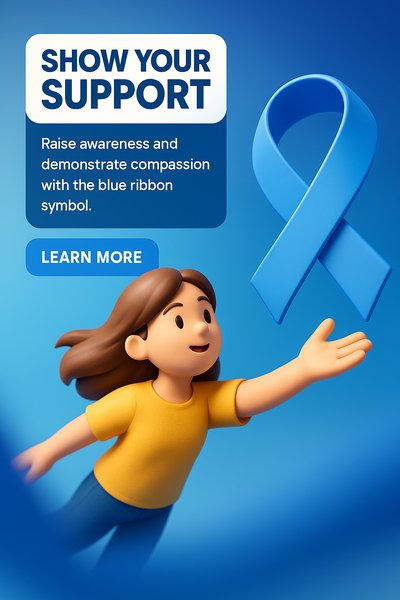 Illustrative Image Promoting Blue Ribbon Awareness Campaign