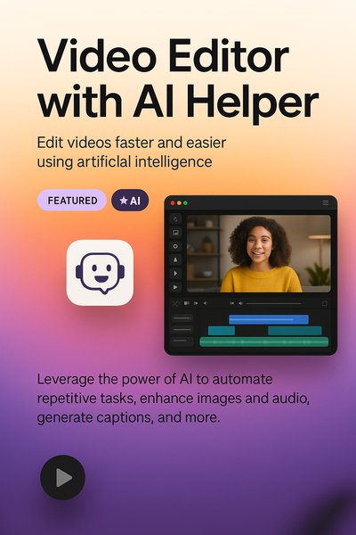 Video Editor with AI Helper - Modern Web Landing Page Design