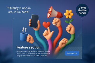 Dynamic 3D Landing Page Design with Vibrant Elements