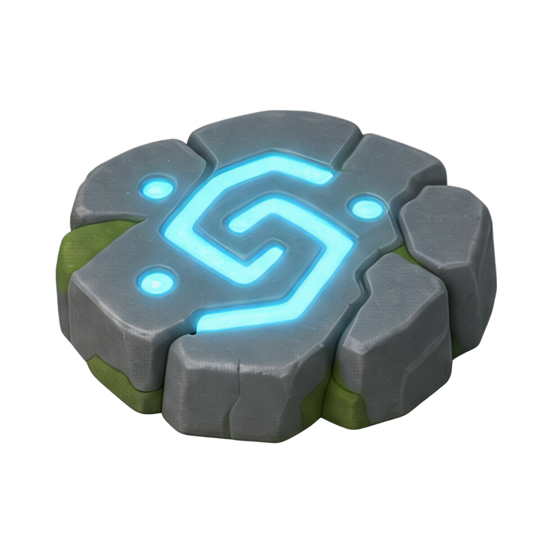 mystical glowing rune stone