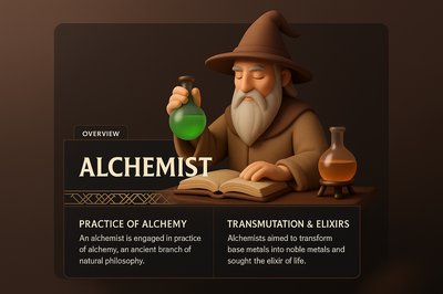 3D Illustration of an Alchemist with Detailed Overview