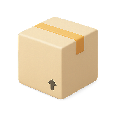 3D Icon of a Package with Arrow Indicating Upward Direction