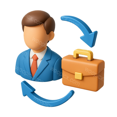 3D Icon Representing Career Transition with Briefcase