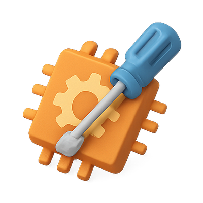 Stylized Graphic of a CPU with Screwdriver