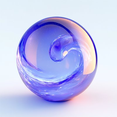 Abstract 3D Glass Sphere with Cosmic Swirl