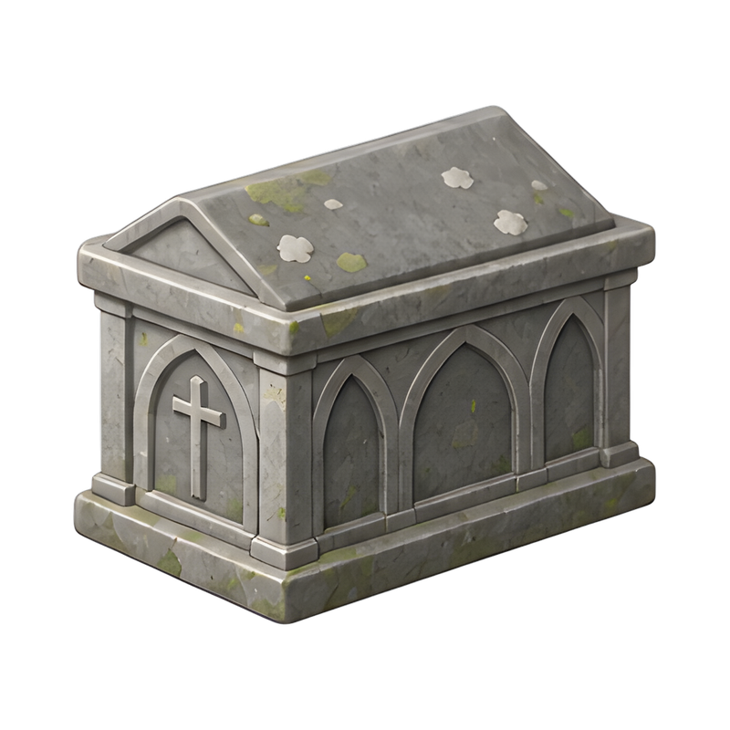 weathered chest tomb in churchyard