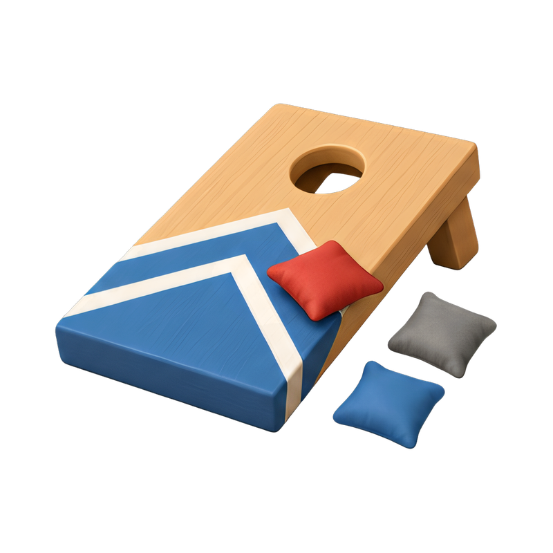 cornhole board with bags