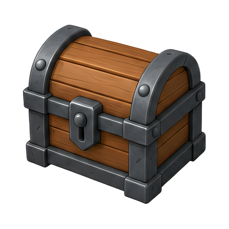 rustic wooden chest with iron bands