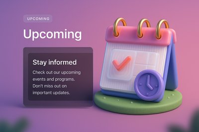 3D Illustration of an Upcoming Events Calendar
