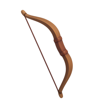 Stylized 3D Wooden Bow Icon for Creative Projects