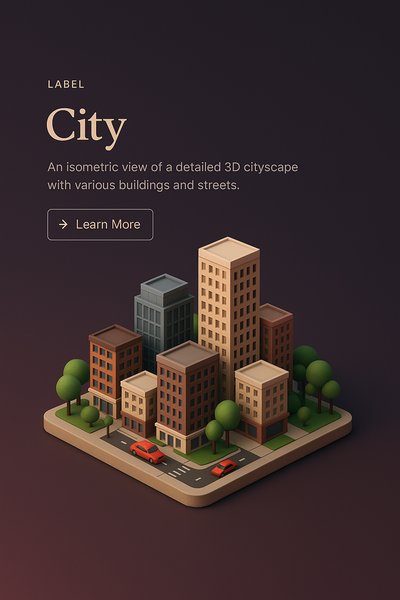 Isometric 3D Cityscape with Buildings and Streets