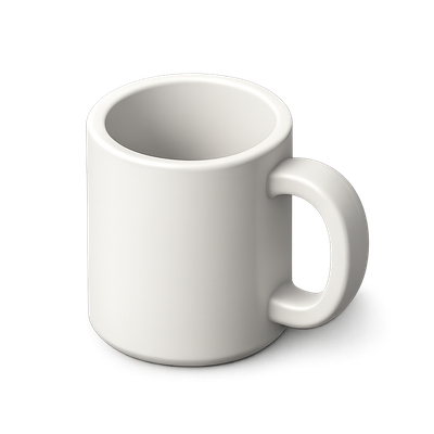 Stylish 3D Mug Icon with Isometric View