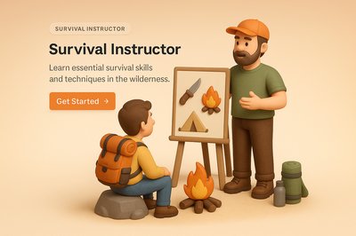 Realistic 3D Illustration of a Survival Instructor Teaching Skills
