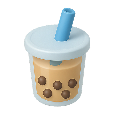 Stylized Bubble Tea Cup Icon with Straw