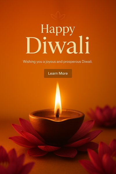 Diwali Celebration Image with Candle and Lotus Flowers