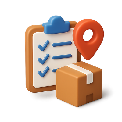 3D Tracking Icon with Checklist and Package Representation