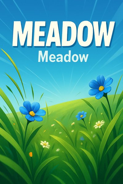 Vibrant Meadow Scene with Flowers and Blue Sky