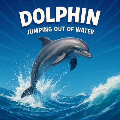 Vibrant Dolphin Jumping Out of Water Illustration