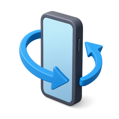 3D Rotating Phone Icon with Arrow Design